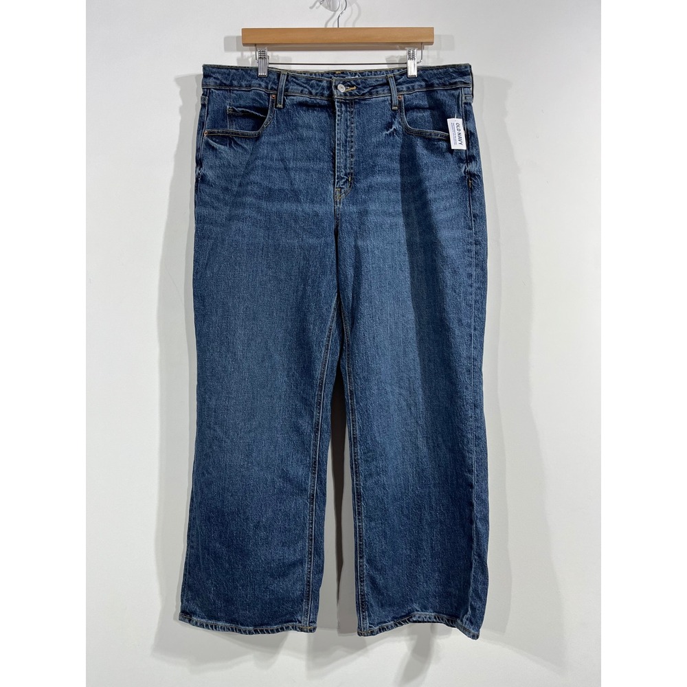 Old Navy Boho High-Rise Wide Leg Jeans 18 Petite Blue Denim Relaxed Streetwear